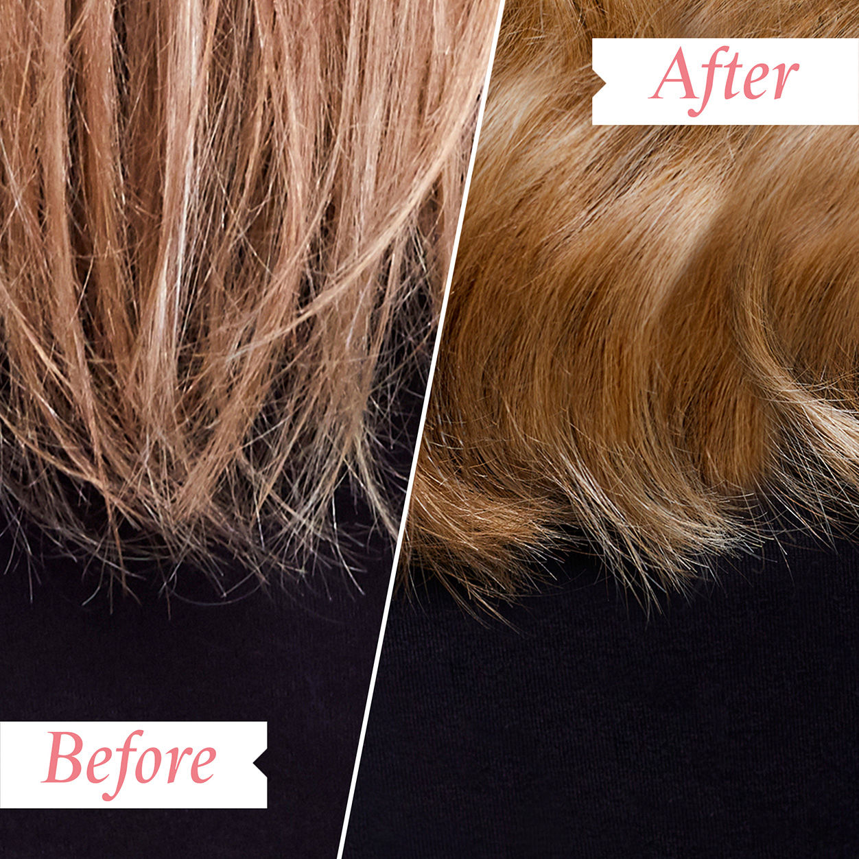 Before and after results of using Philip Kingsley Bond Builder Split End Remedy