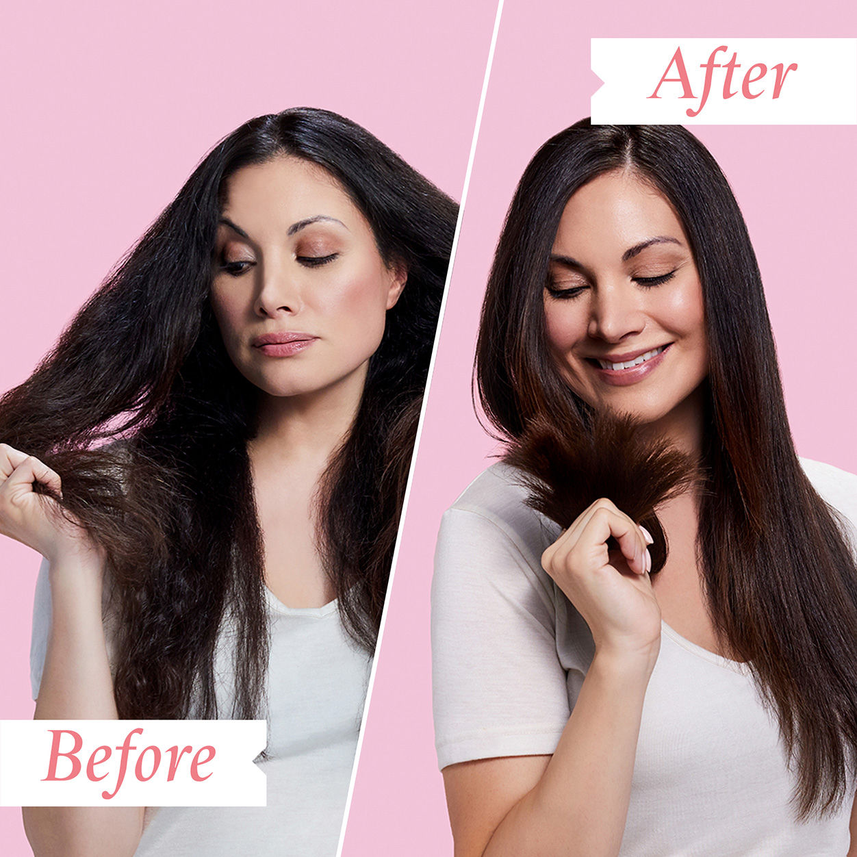 Before and after results of using Philip Kingsley Bond Builder Split End Remedy