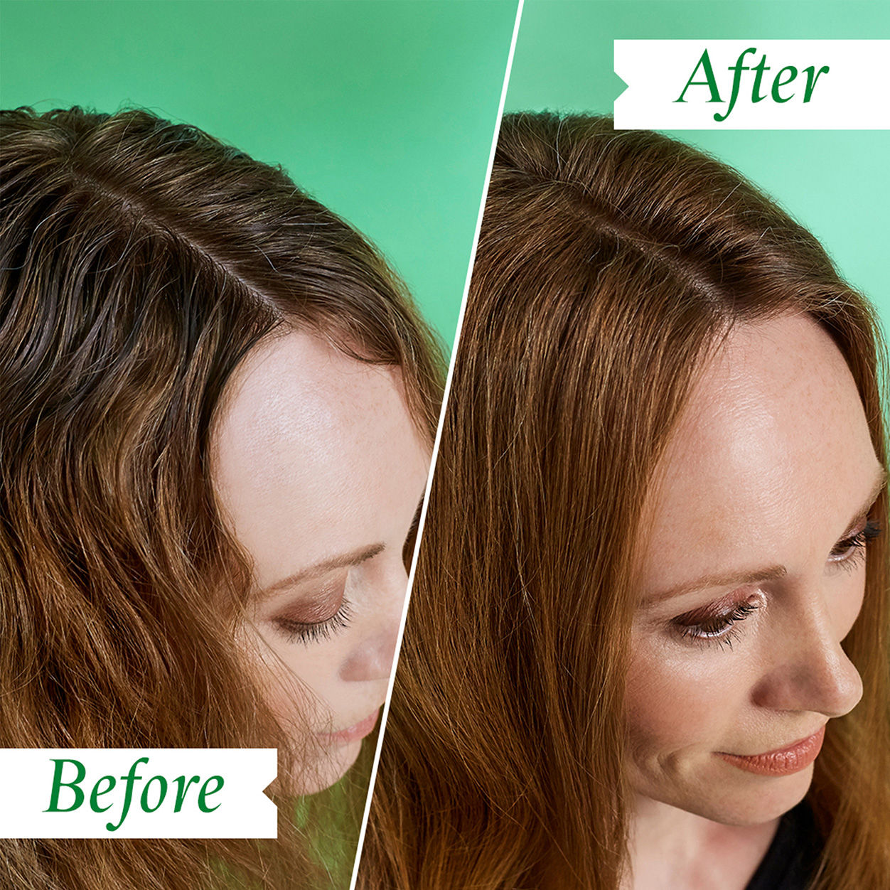 Before and after results of using Philip Kingsley Flaky Scalp Soothing Dry Shampoo