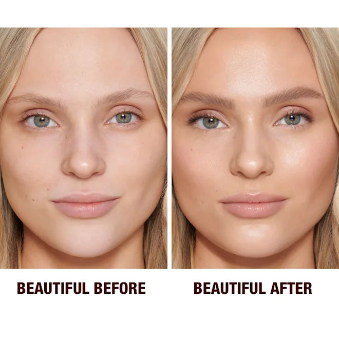 Before and after results of using Charlotte Tilbury Unisex Healthy Glow Hydrating Tint