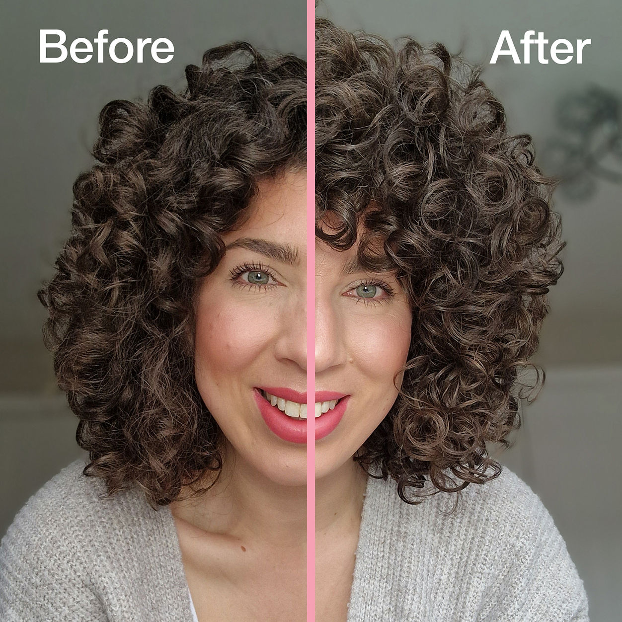 Before and after results of using Bouclème Super Volumizing Foam