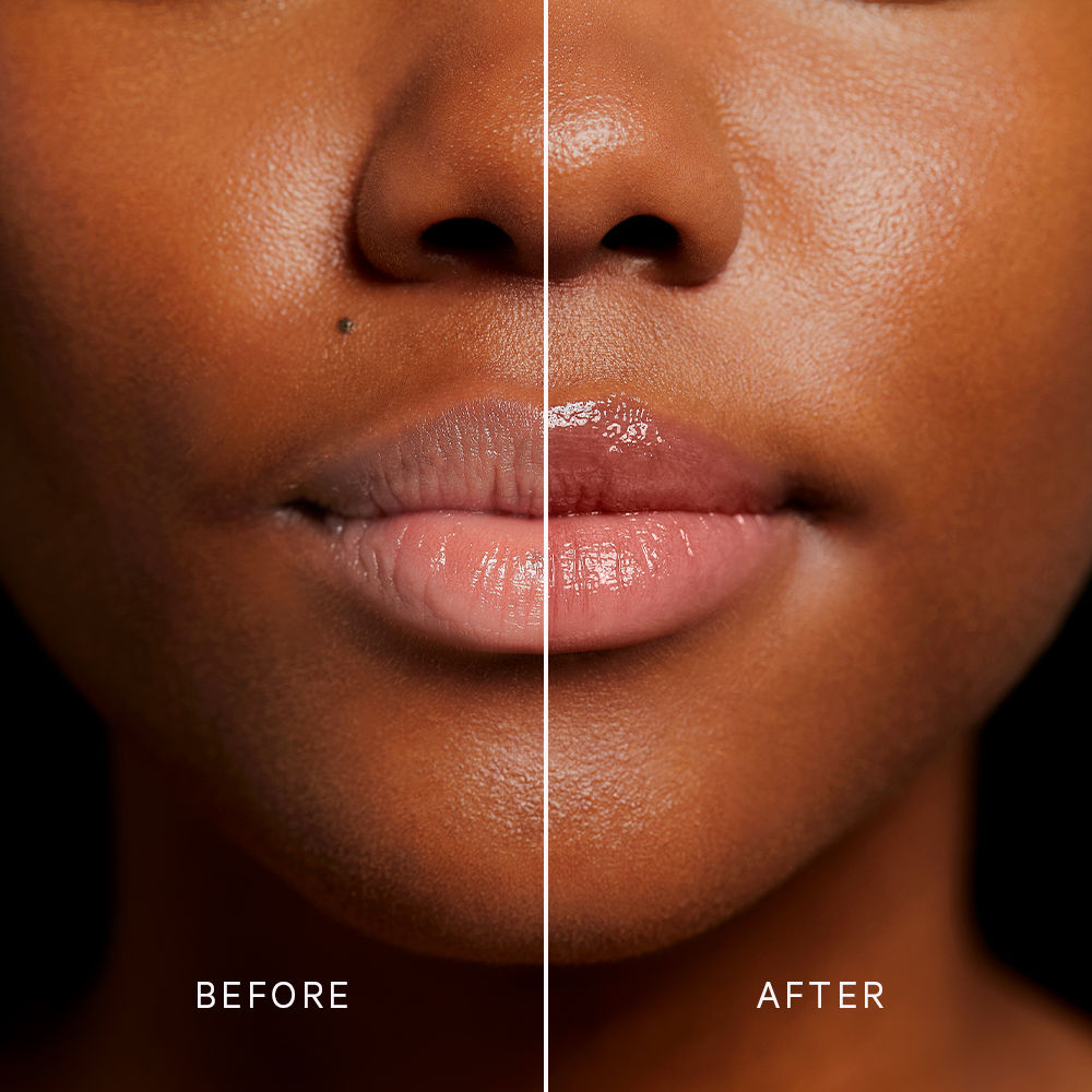 Before and after results of using MZ Skin Volumizing Lip Perfector