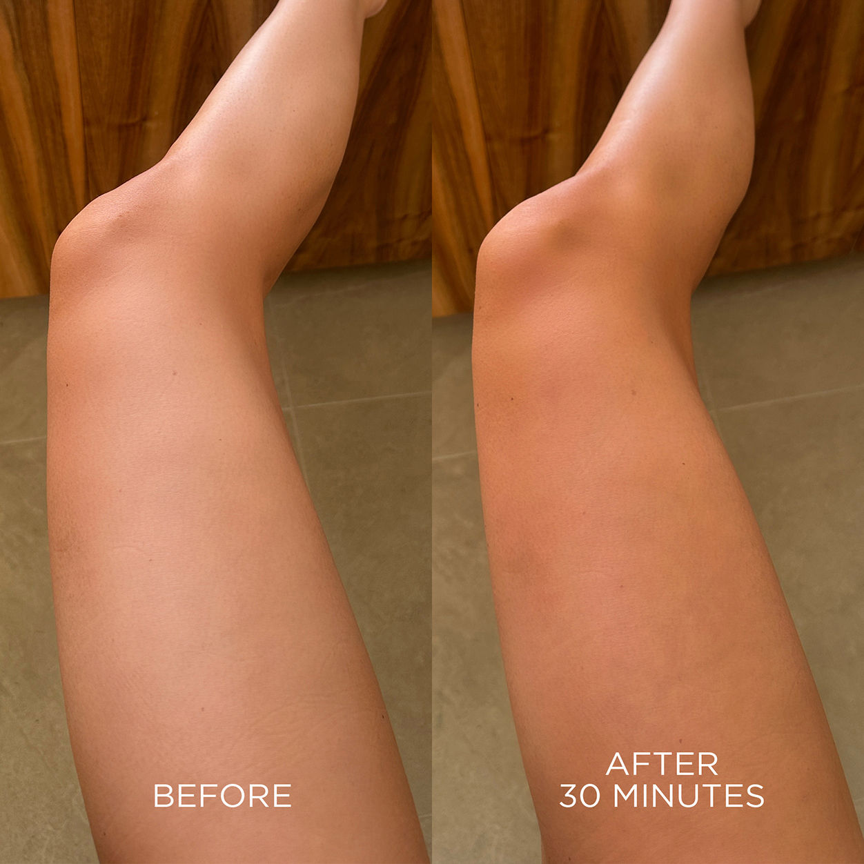 Before and after results of using Tan-Luxe The Express Water