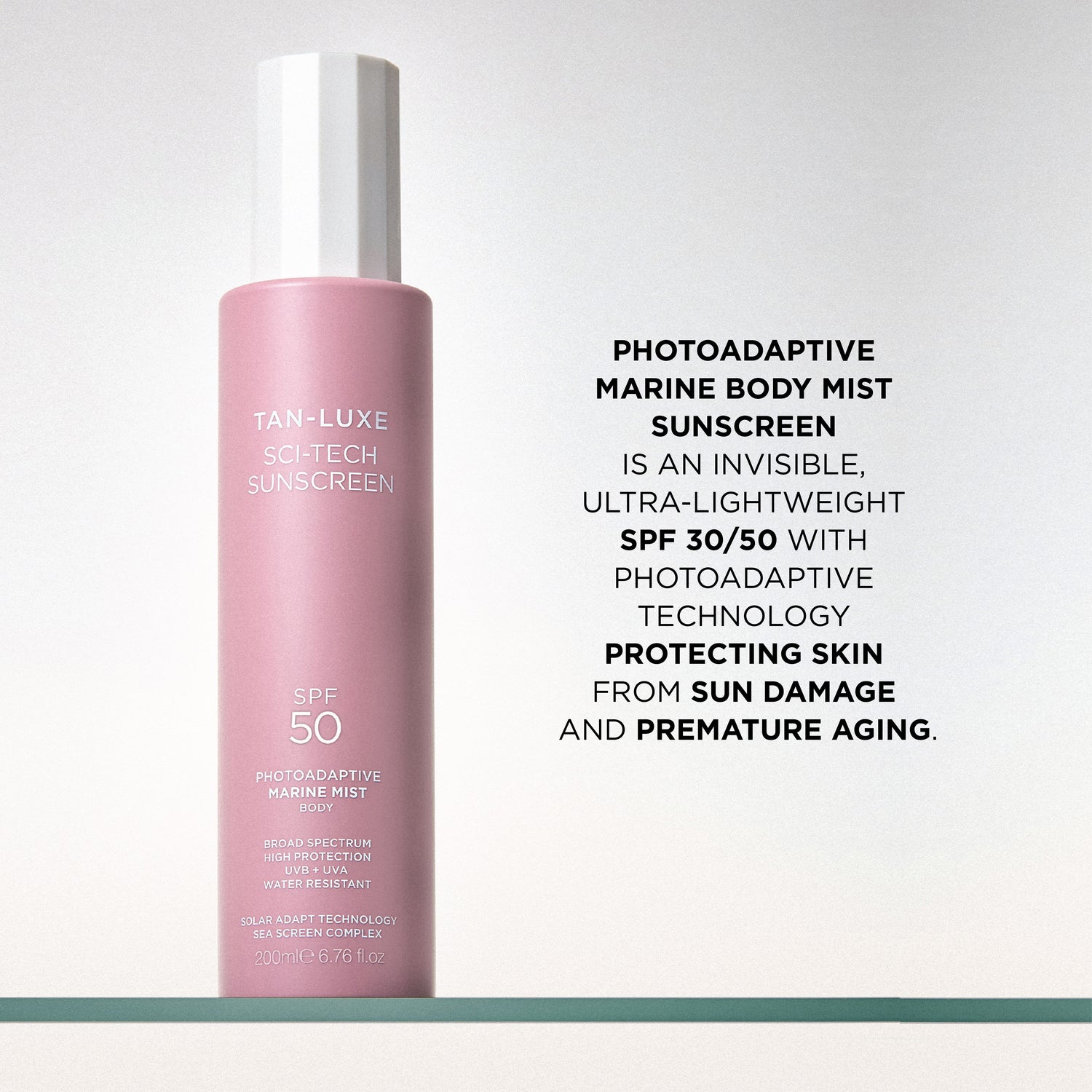 Information related to Tan-Luxe Sci-Tech Photoadaptive Marine Body Mist SPF 50