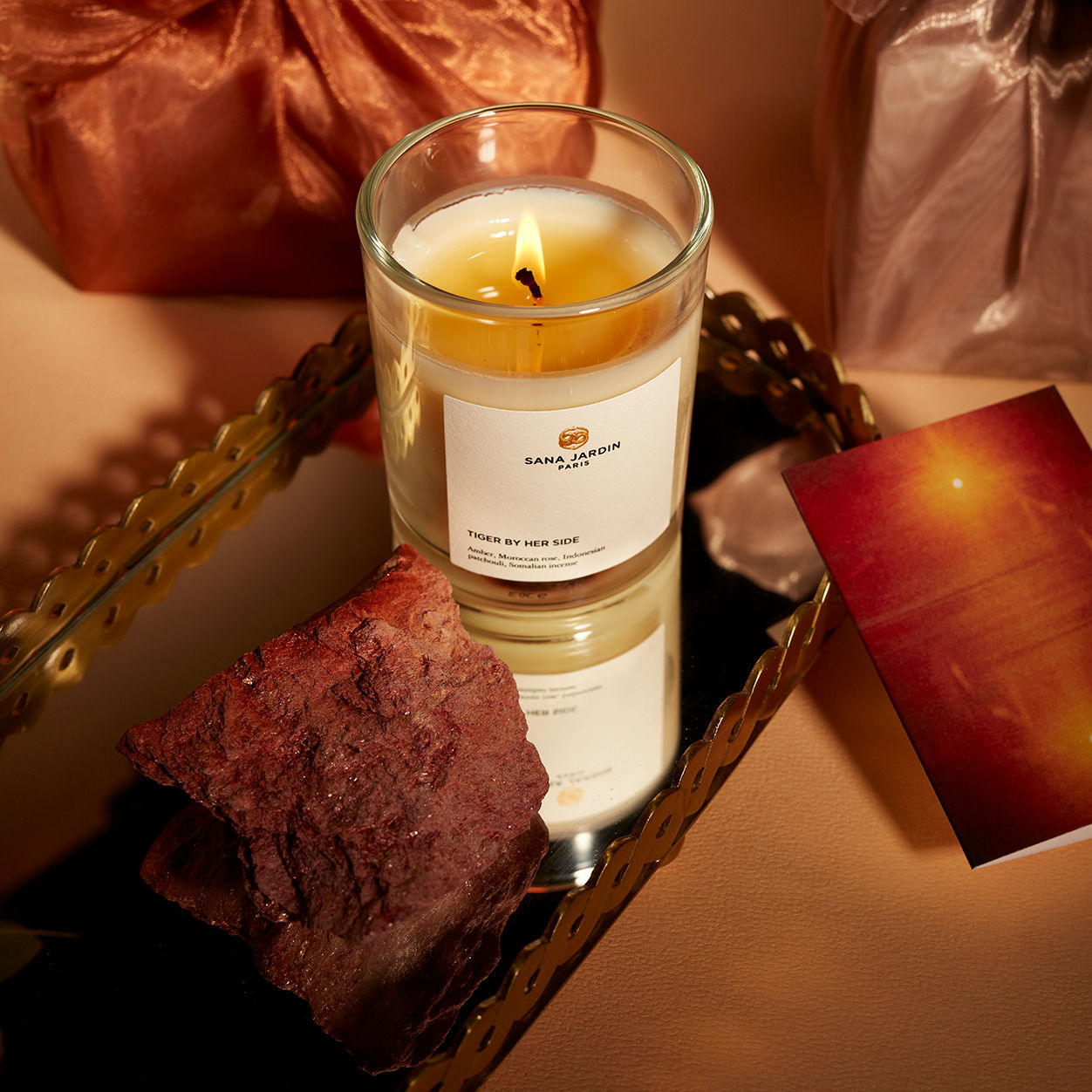 Lifestyle image of Sana Jardin Tiger By Her Side Candle