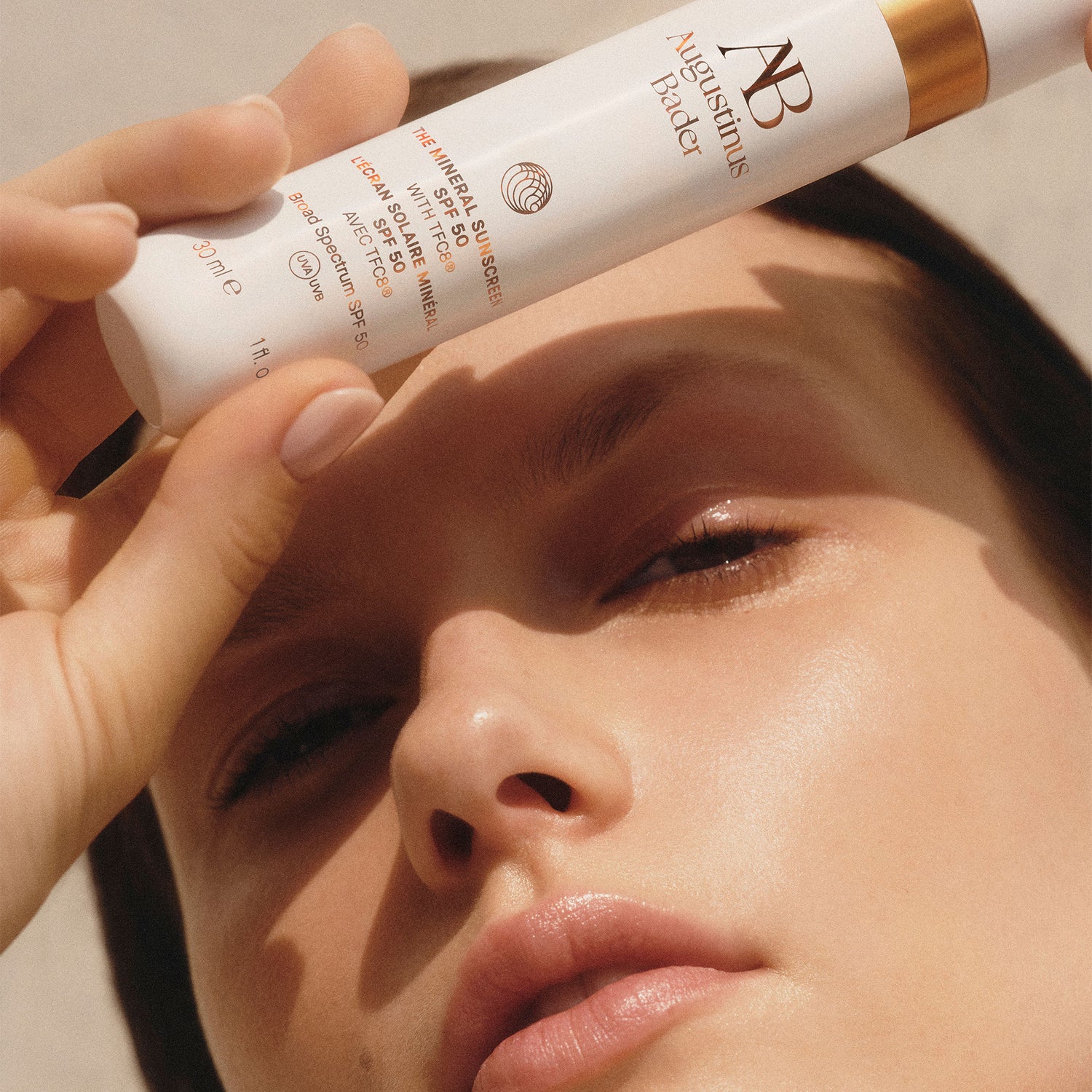 Model image of Augustinus Bader The Mineral Sunscreen SPF 50