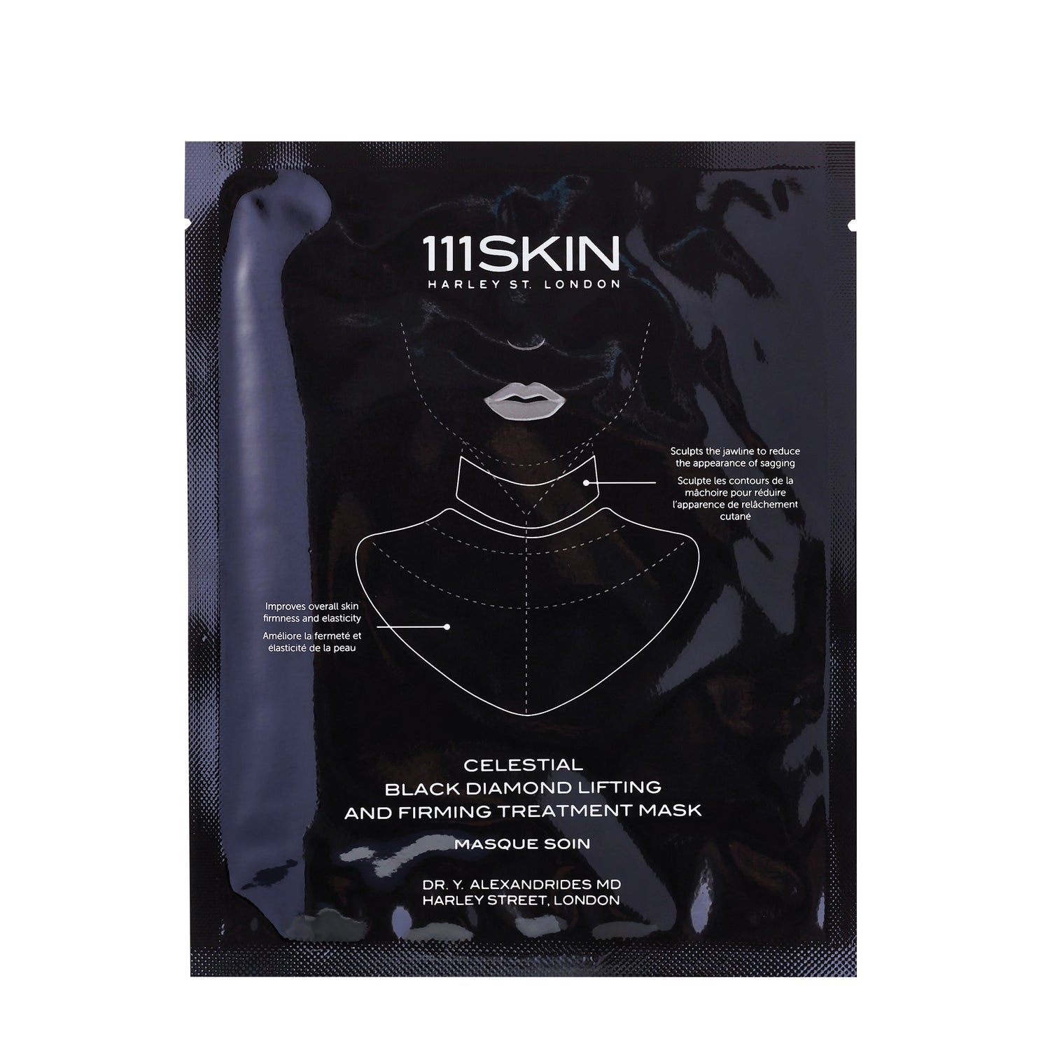 Image of an open 111SKIN Black Diamond Lifting and Firming Neck Mask