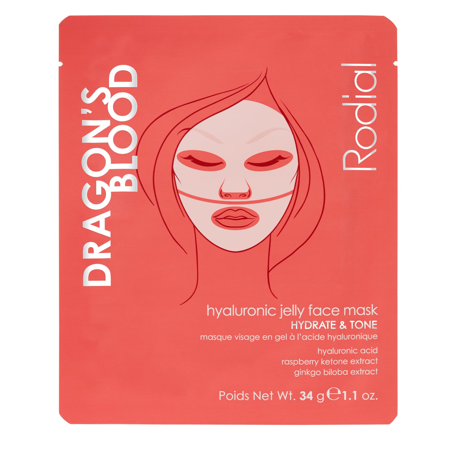Image of an open Rodial Dragon's Blood Hyaluronic Jelly Face Mask Box Of 4