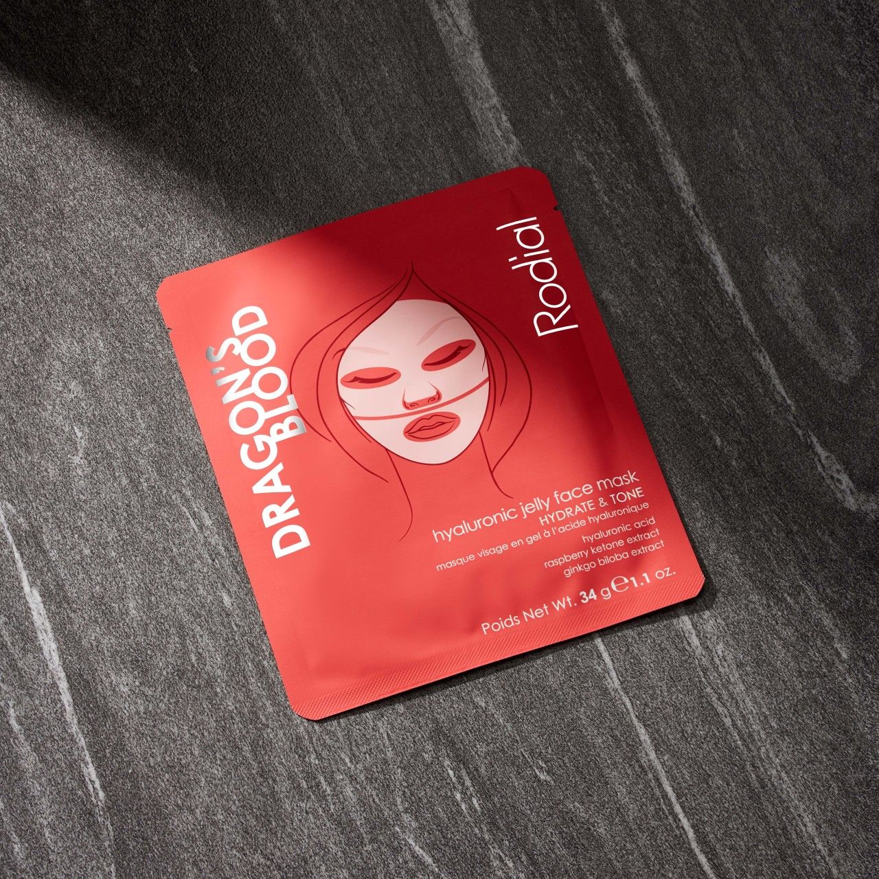 Lifestyle image of Rodial Dragon's Blood Hyaluronic Jelly Face Mask Box Of 4