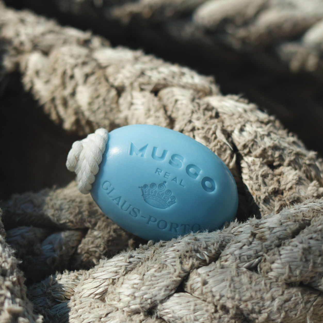 Lifestyle image of Claus Porto Musgo Real Soap on a Rope Alto Mar