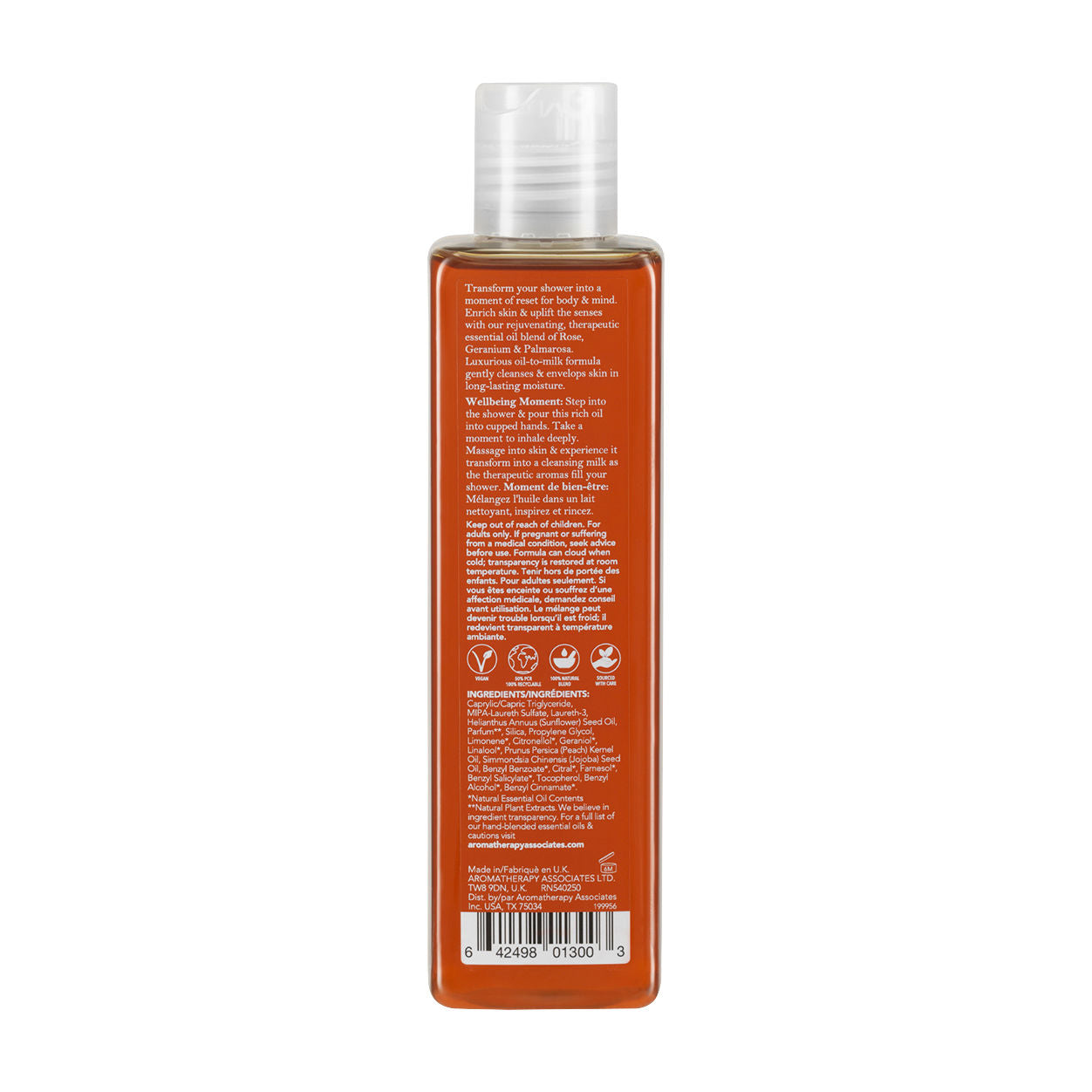 Back image of Aromatherapy Associates Rose Shower oil