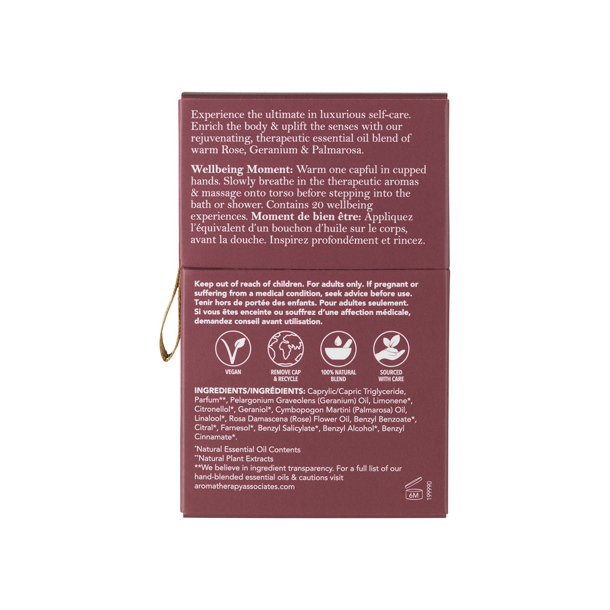 Back image of Aromatherapy Associates Rose Bath and Shower oil