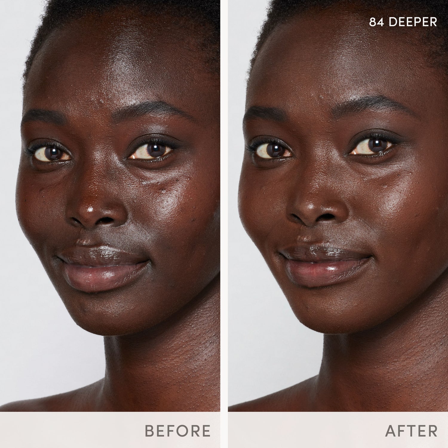 Before and after results of using Jane Iredale Skintuition SPF 30 Radiance-Boosting Liquid Foundation