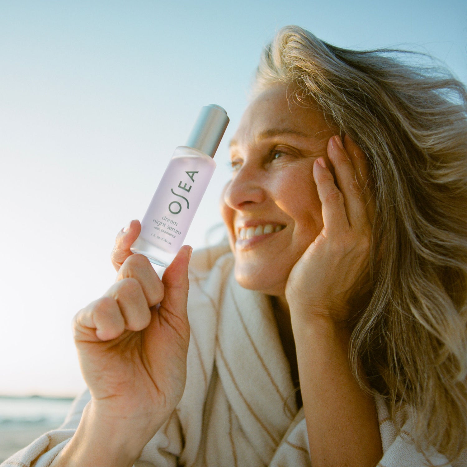 Model image of OSEA Dream Night Serum with Bio-Retinol