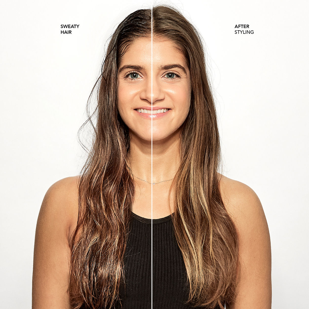 Before and after results of using Bumble and Bumble Pret-a-Powder Post Workout Dry Shampoo Hair Mist