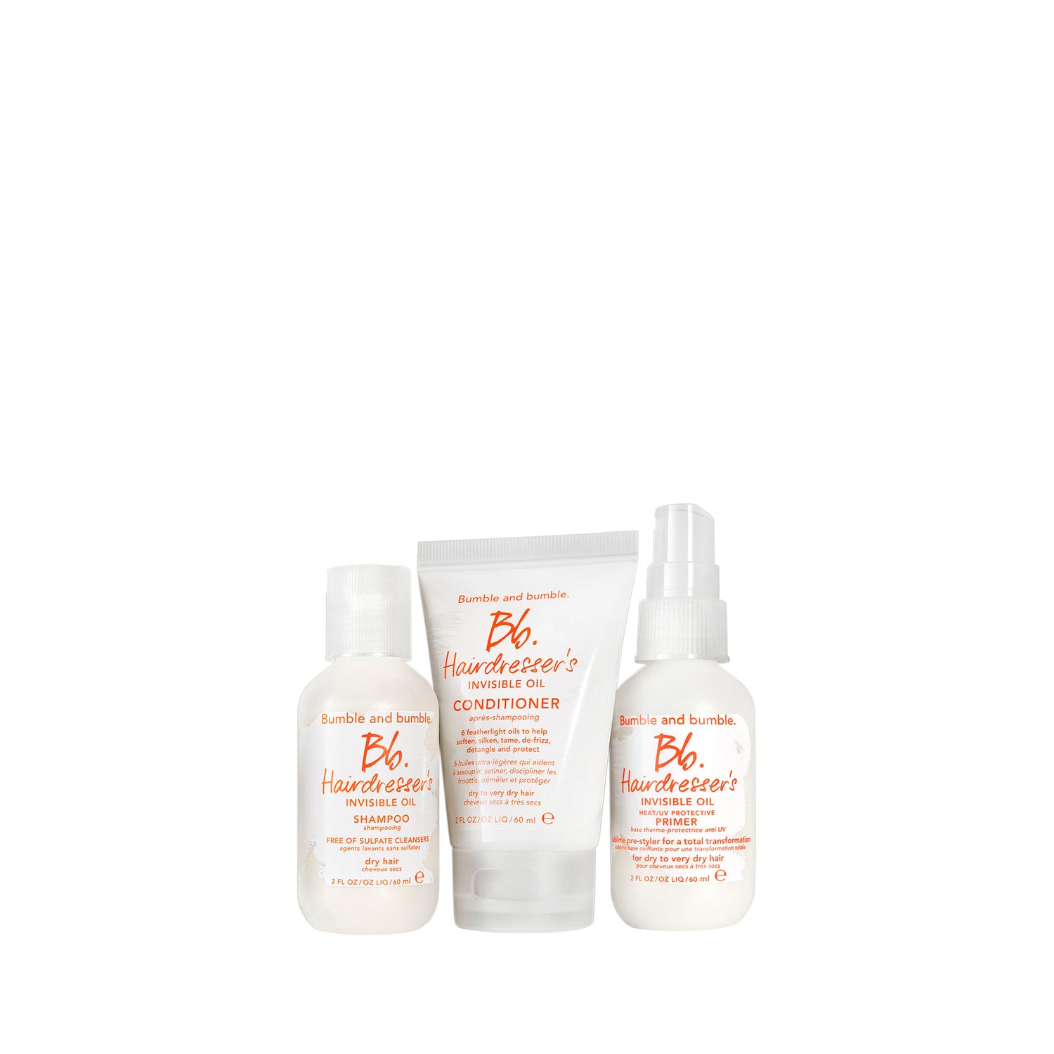Image of an open Bumble and Bumble Travel-Size Hydrating + Frizz Reducing Hair Set