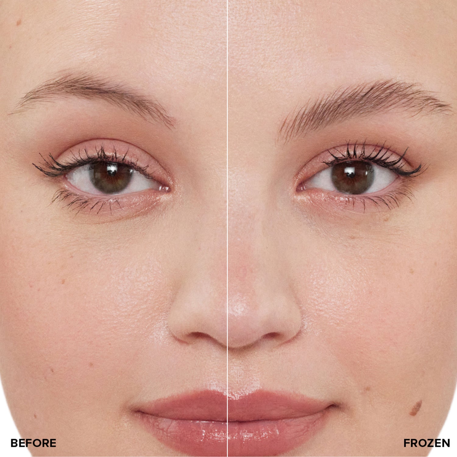 Before and after results of using Anastasia Beverly Hills Brow Freeze Gel