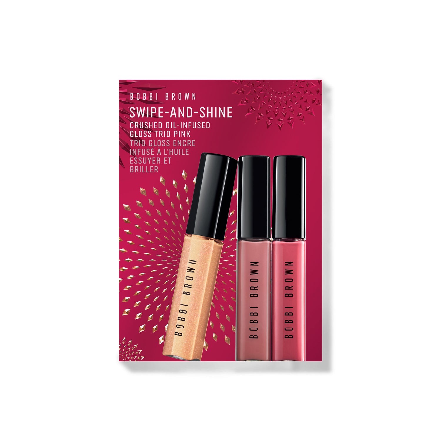 Image of the Bobbi Brown Crushed Oil-Infused Hydrating Lip Gloss Trio Set Pink (Limited Edition) box