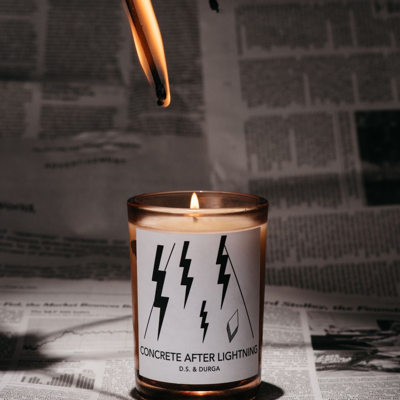 Lifestyle image of D.S. & Durga Concrete After Lightning Candle