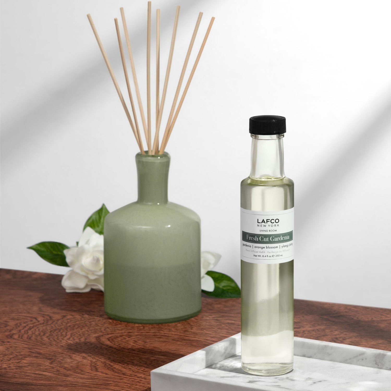Lifestyle image of Lafco Fresh Cut Gardenia Reed Diffuser Refill