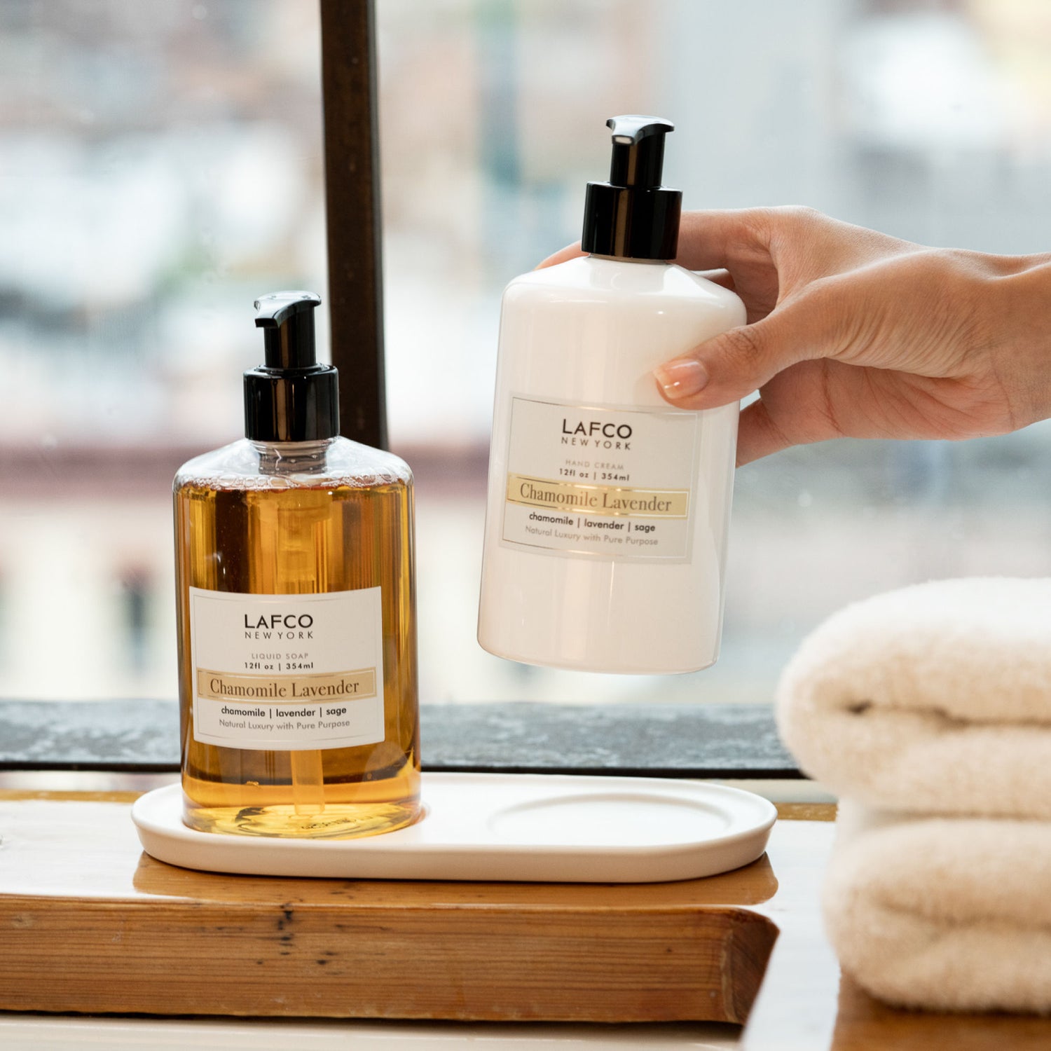 Lifestyle image of Lafco Chamomile Lavender Hand Cream