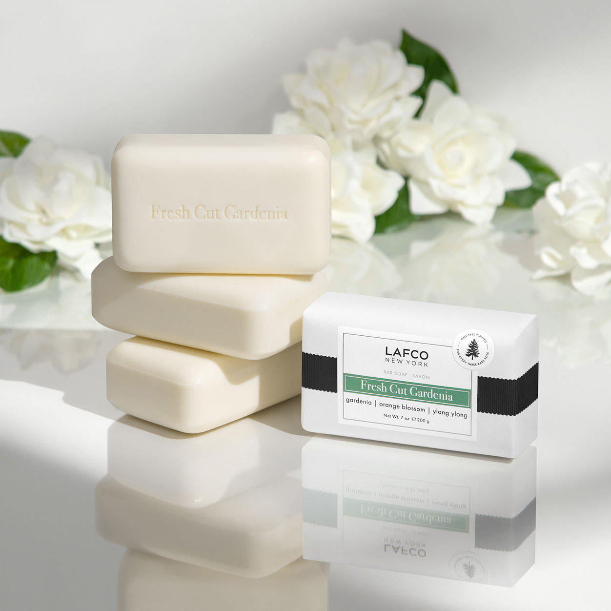 Lifestyle image of Lafco Fresh Cut Gardenia Bar Soap