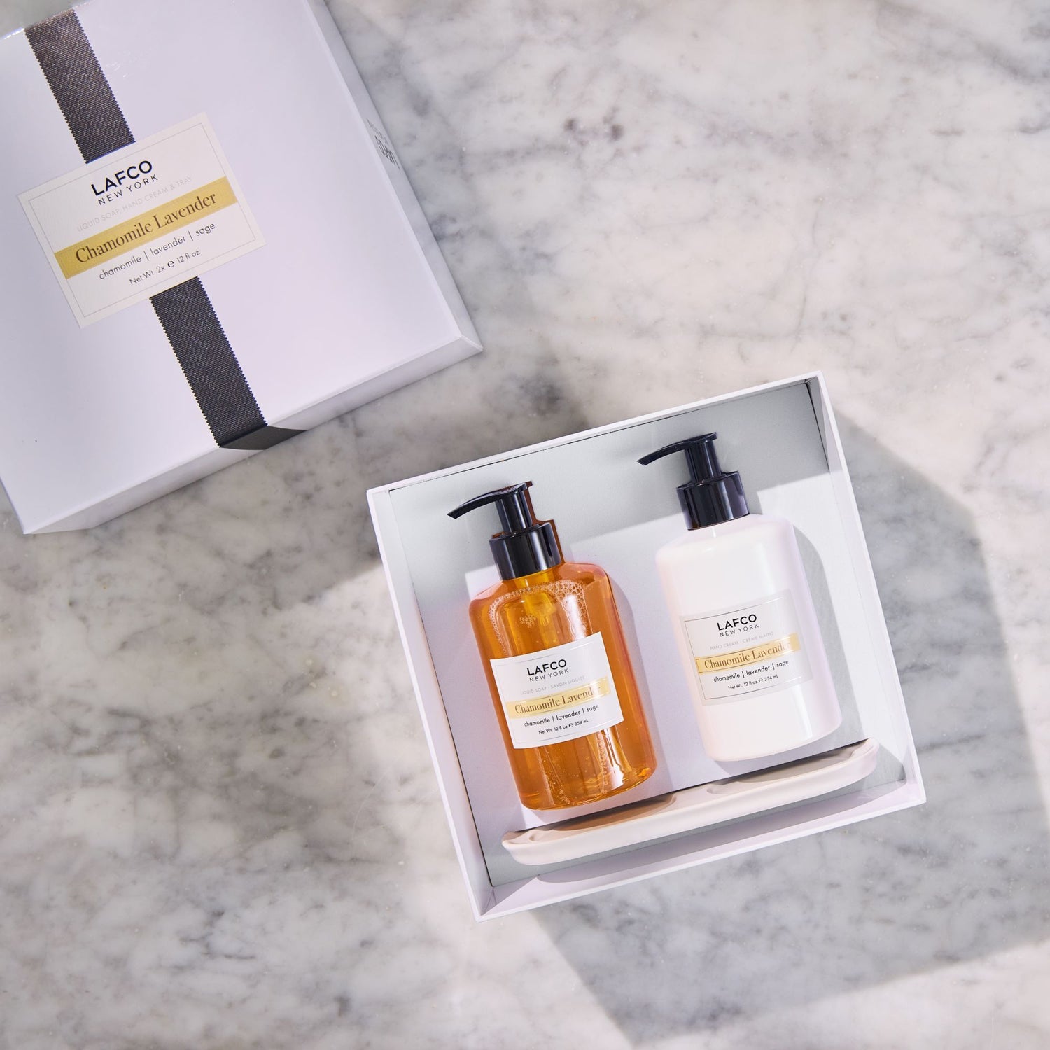 Lifestyle image of Lafco Chamomile Lavender Deluxe Hand Care Set