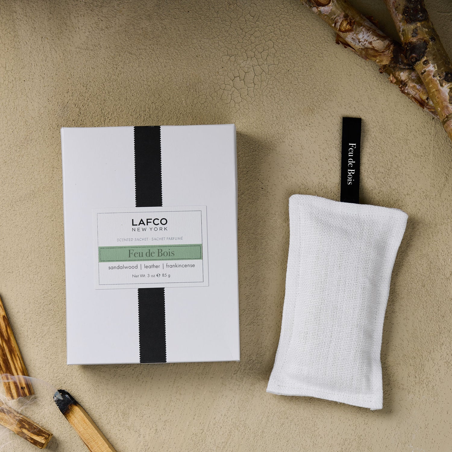 Lifestyle image of Lafco Feu de Bois Scented Linen Sachet