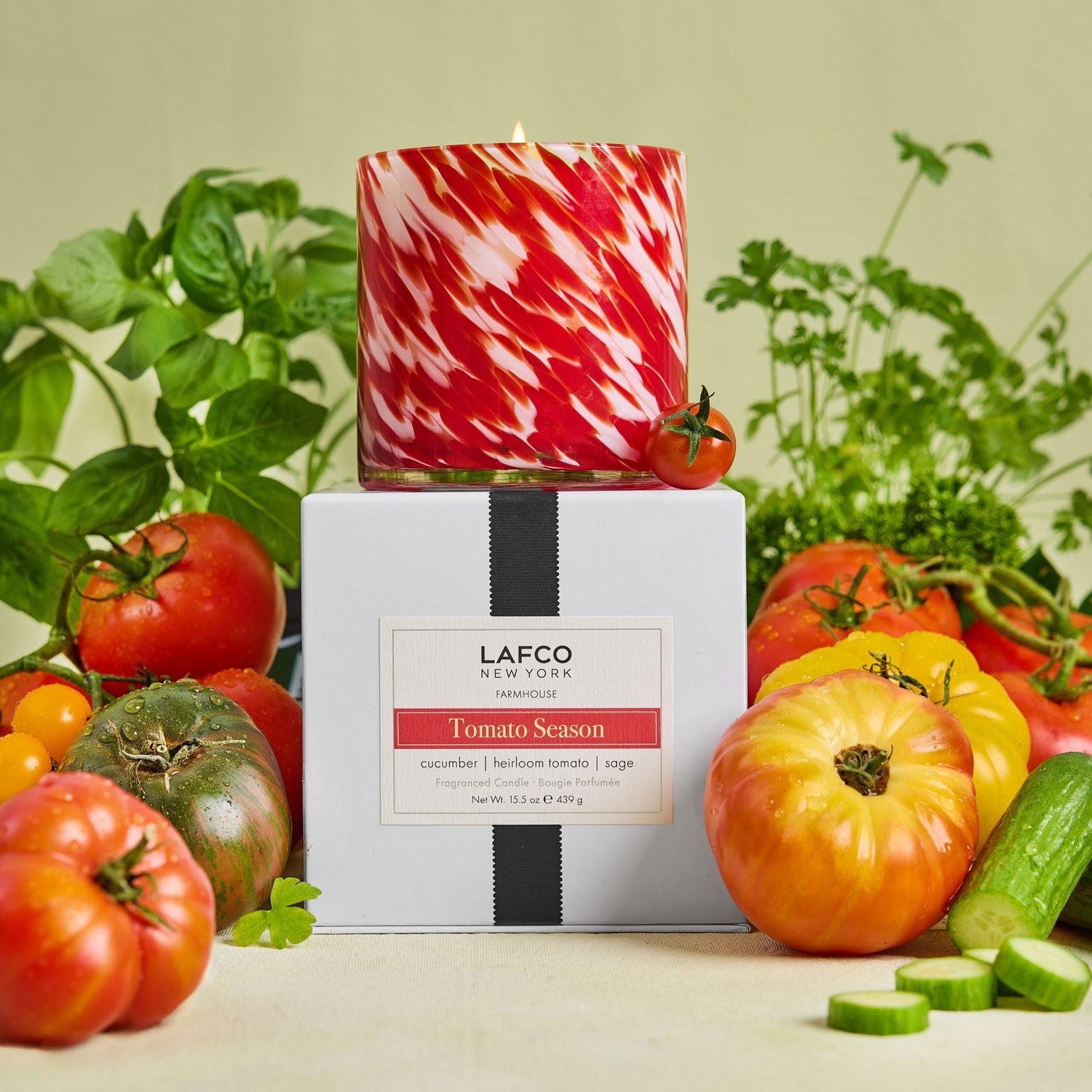 Lifestyle image of Lafco Tomato Season Signature Candle