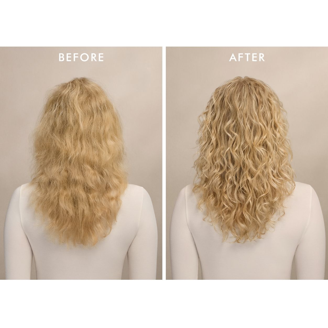 Before and after results of using Moroccanoil Restorative Hair Mask