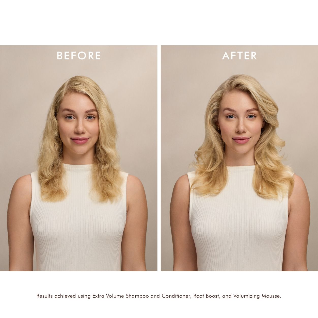 Before and after results of using Moroccanoil Volumizing Mousse