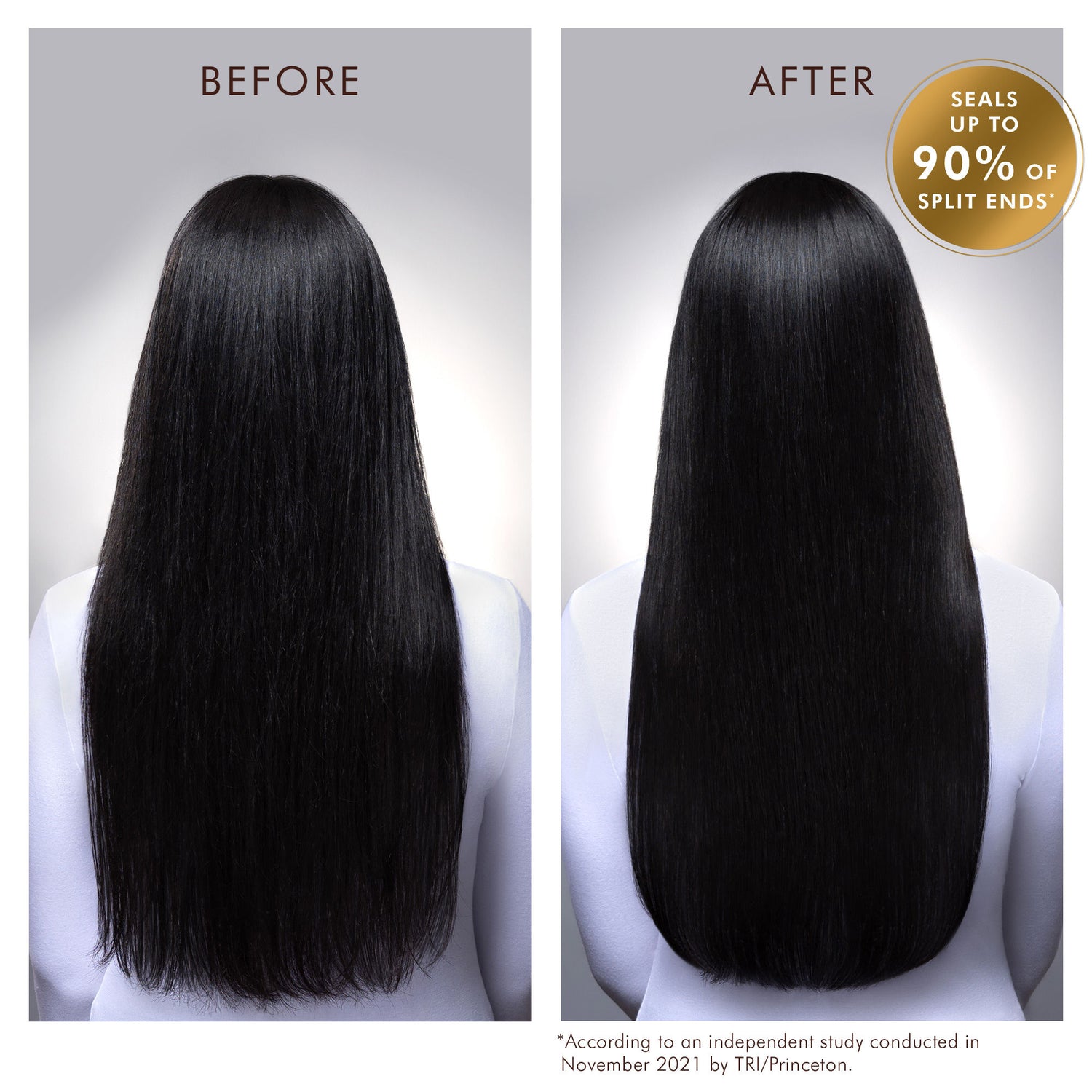 Before and after results of using Moroccanoil Mending Infusion