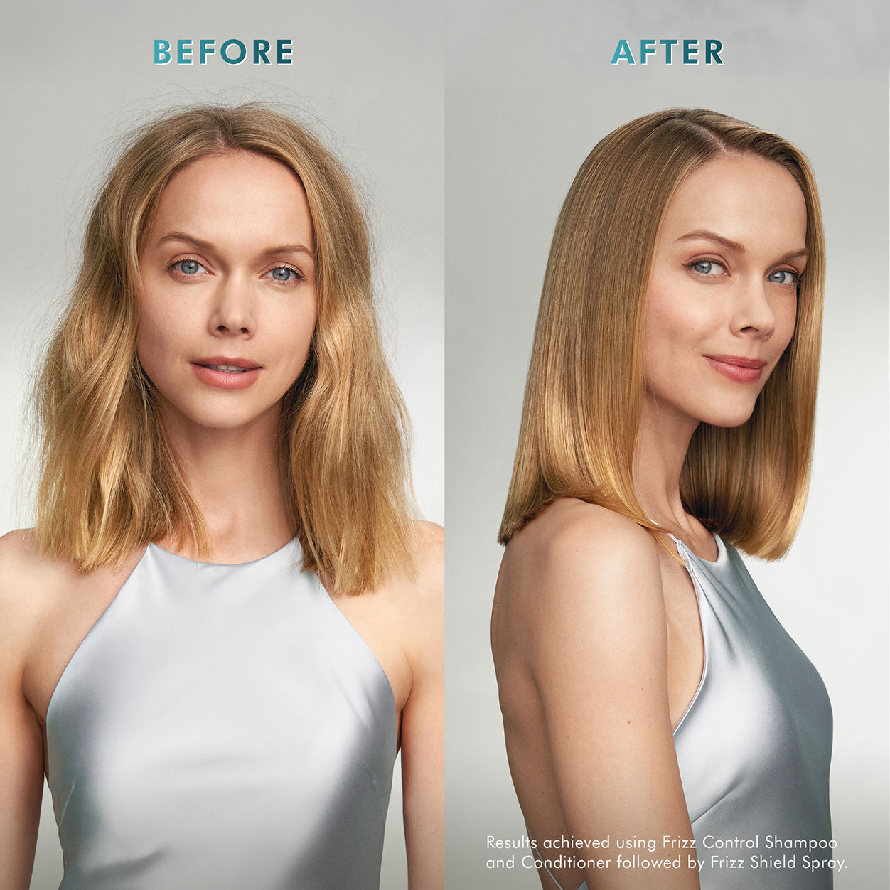 Before and after results of using Moroccanoil Frizz Control Shampoo