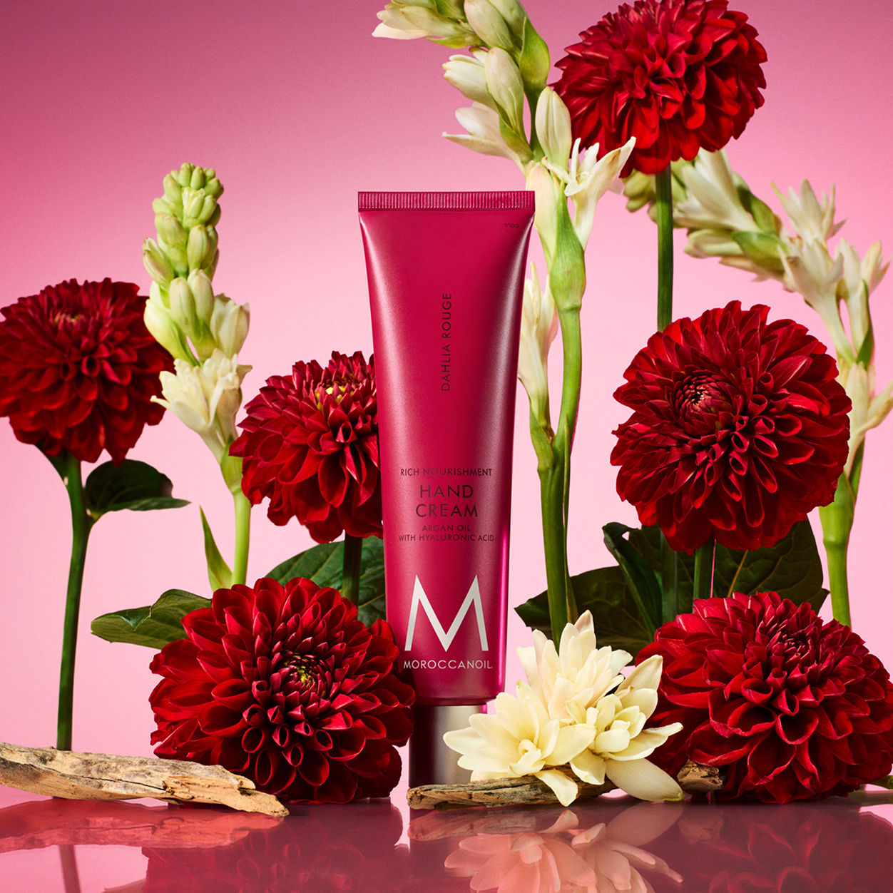 Lifestyle image of Moroccanoil Dahlia Rouge Hand Cream