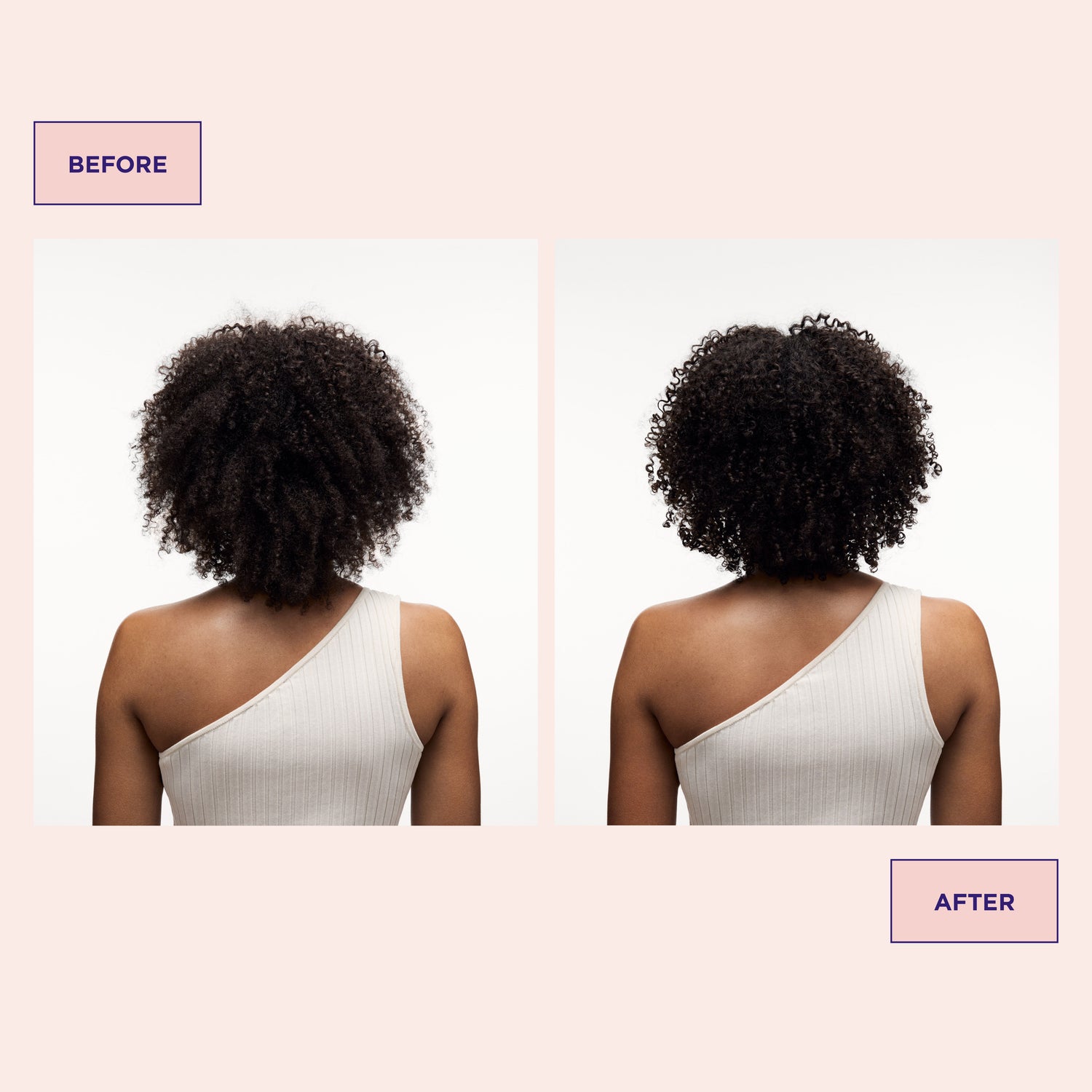 Before and after results of using Maria Nila Luscious Curl Definer