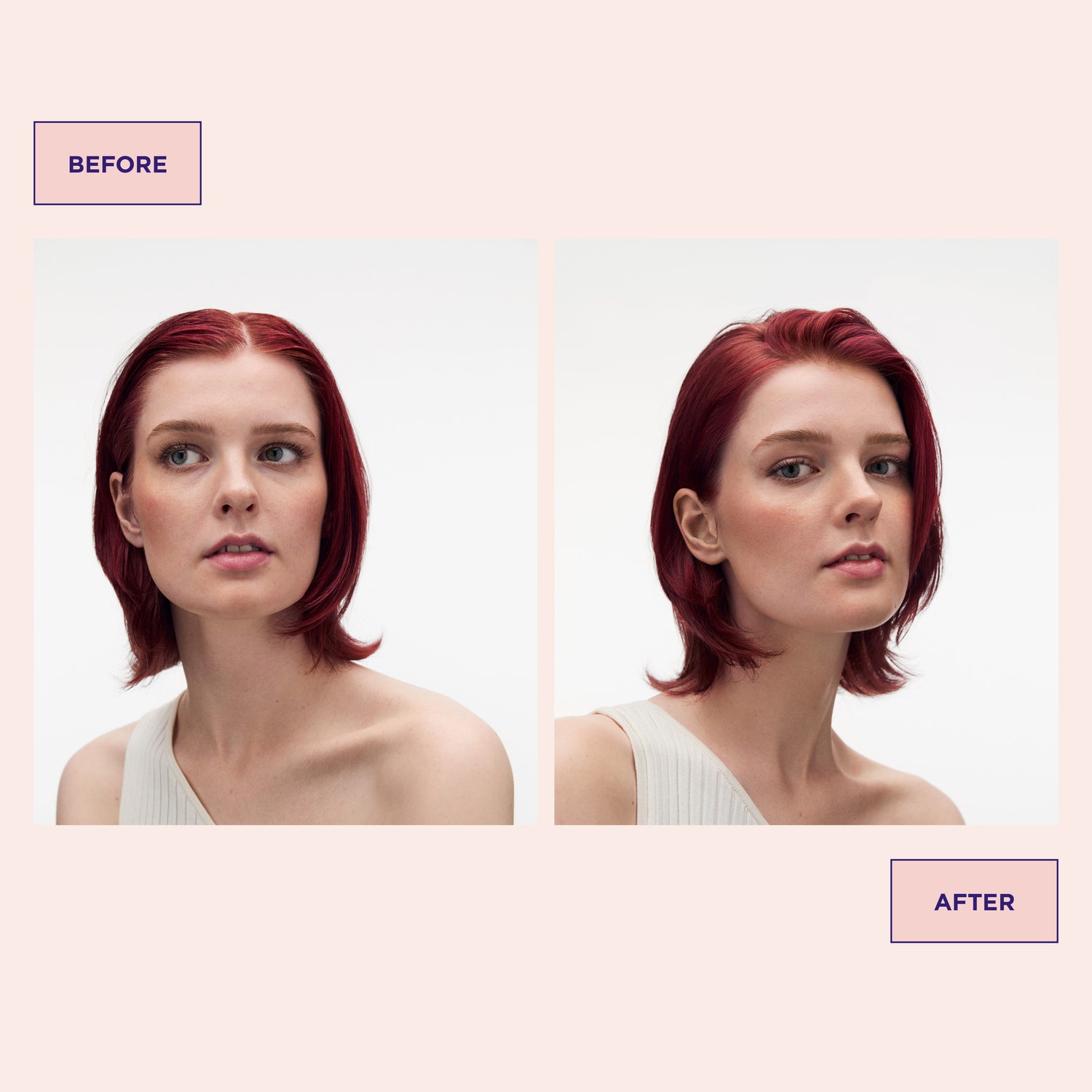 Before and after results of using Maria Nila Invisidry Shampoo