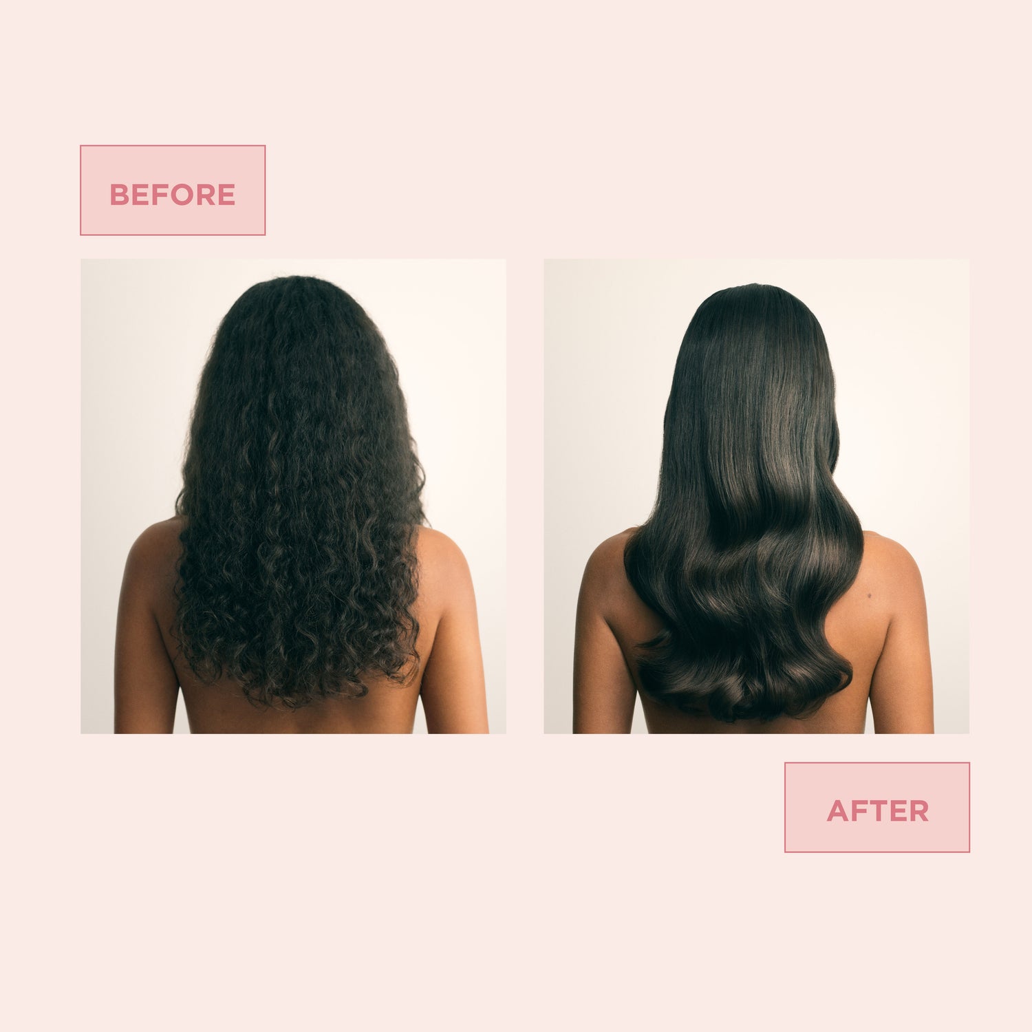 Before and after results of using Maria Nila Gloss Coat