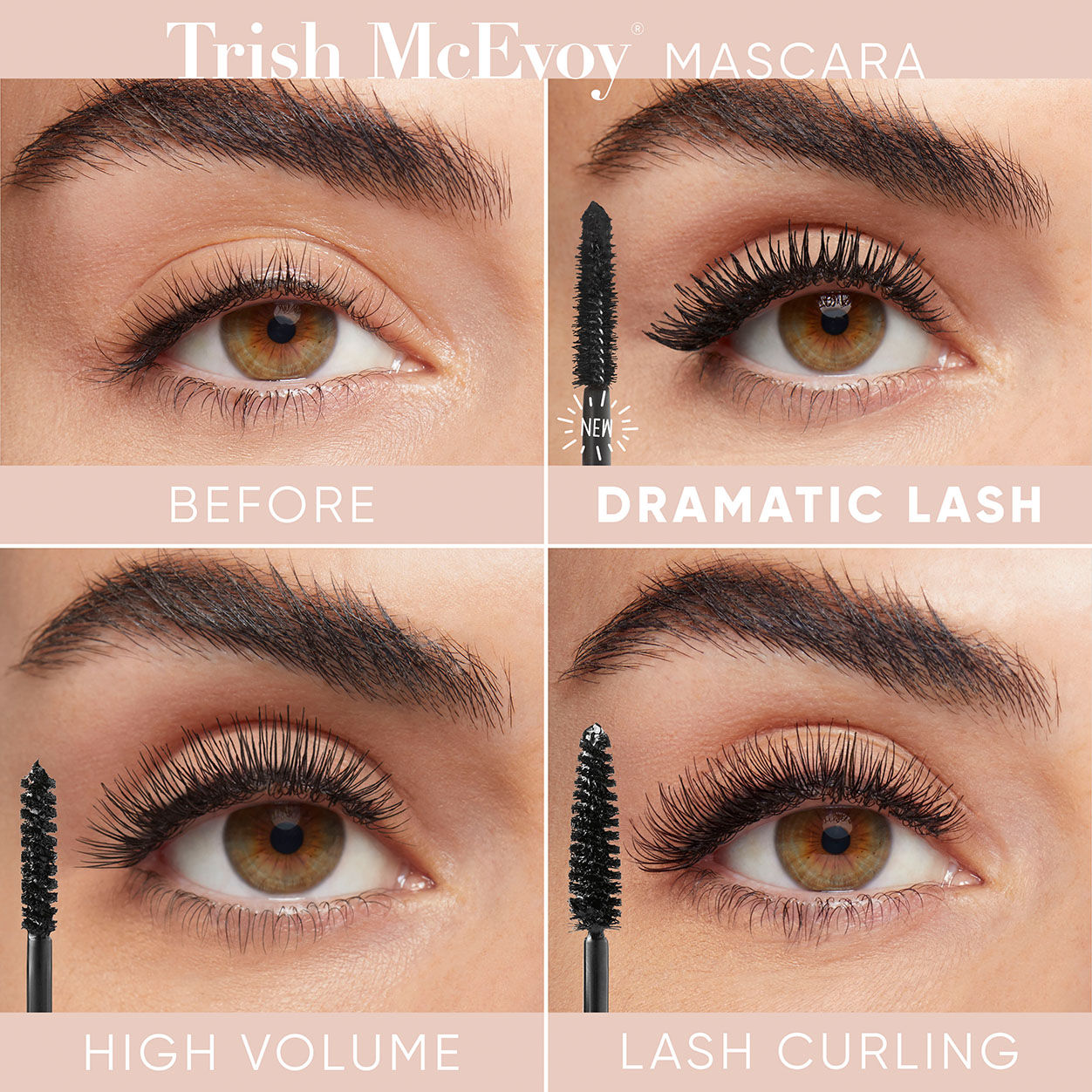 Before and after results of using Trish McEvoy Dramatic Lash Mascara