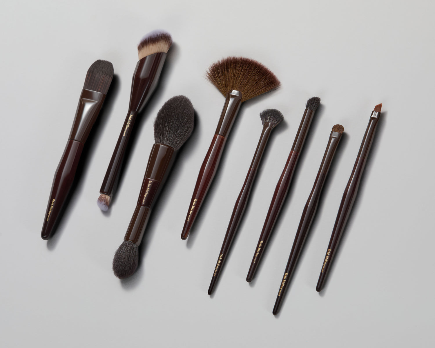 Image of an open Trish McEvoy Gorgeous Essentials Brush Collection