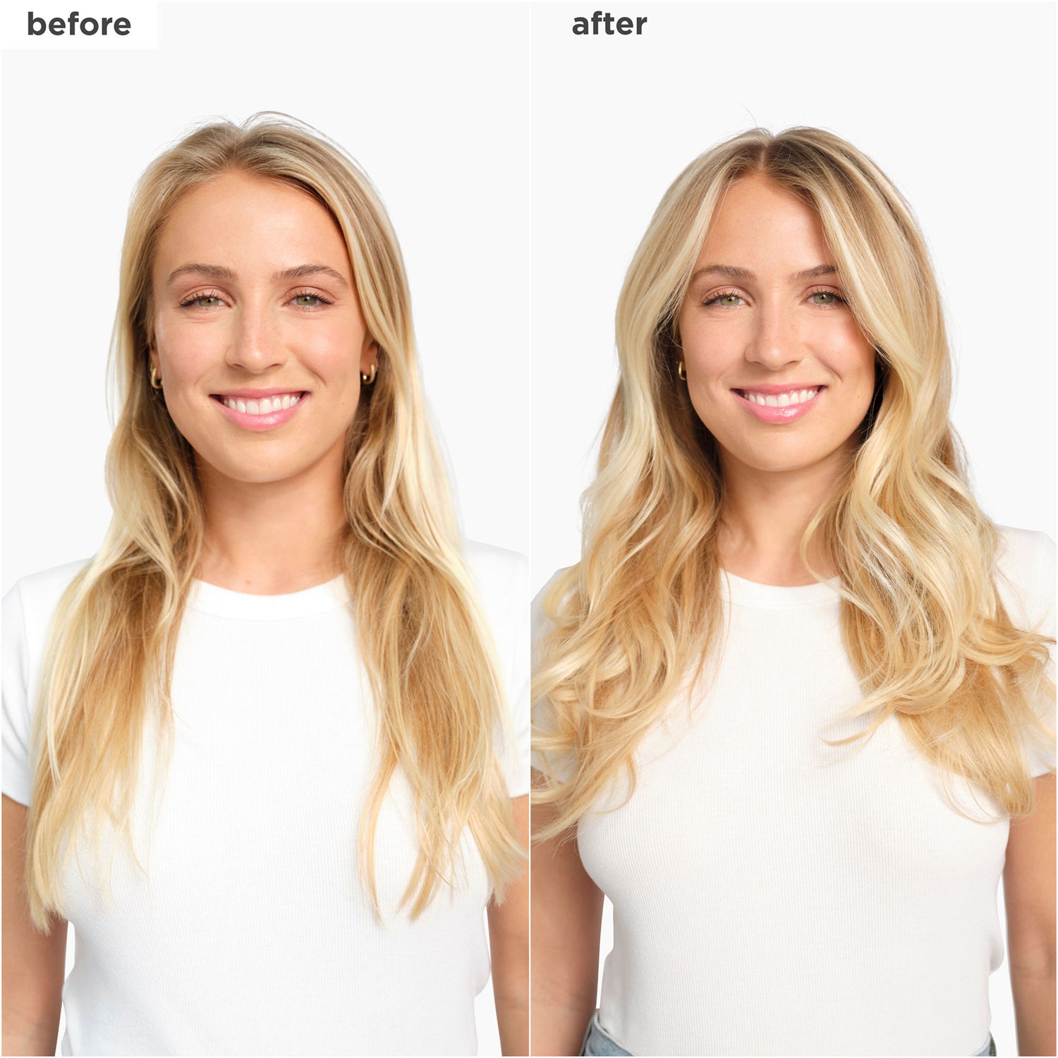 Briogeo Yuzu + Plum Oil Full Miracle Styling Foam before and after image .