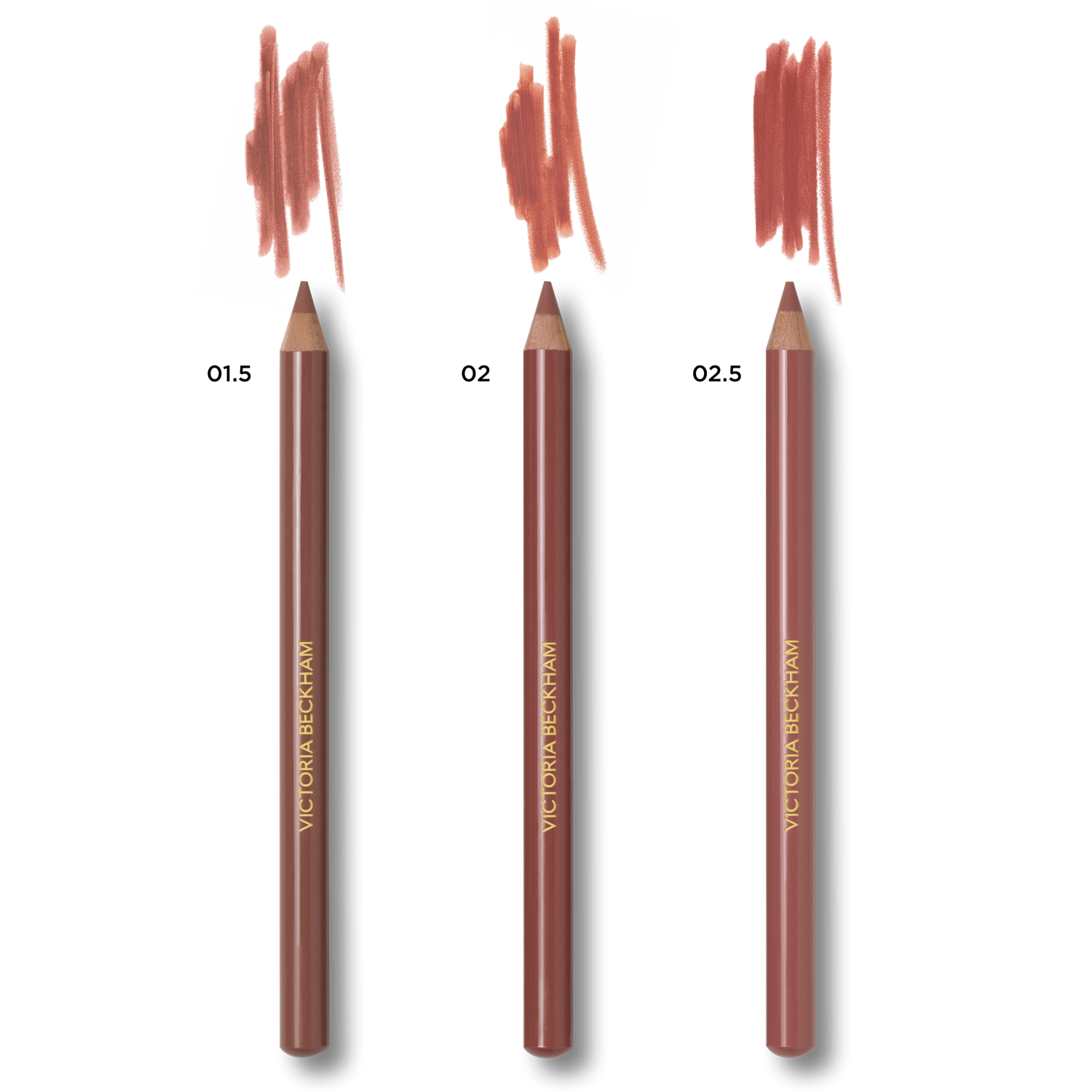 A shade comparison of Victoria Beckham Beauty Lip Definer Trio: The Private Collection