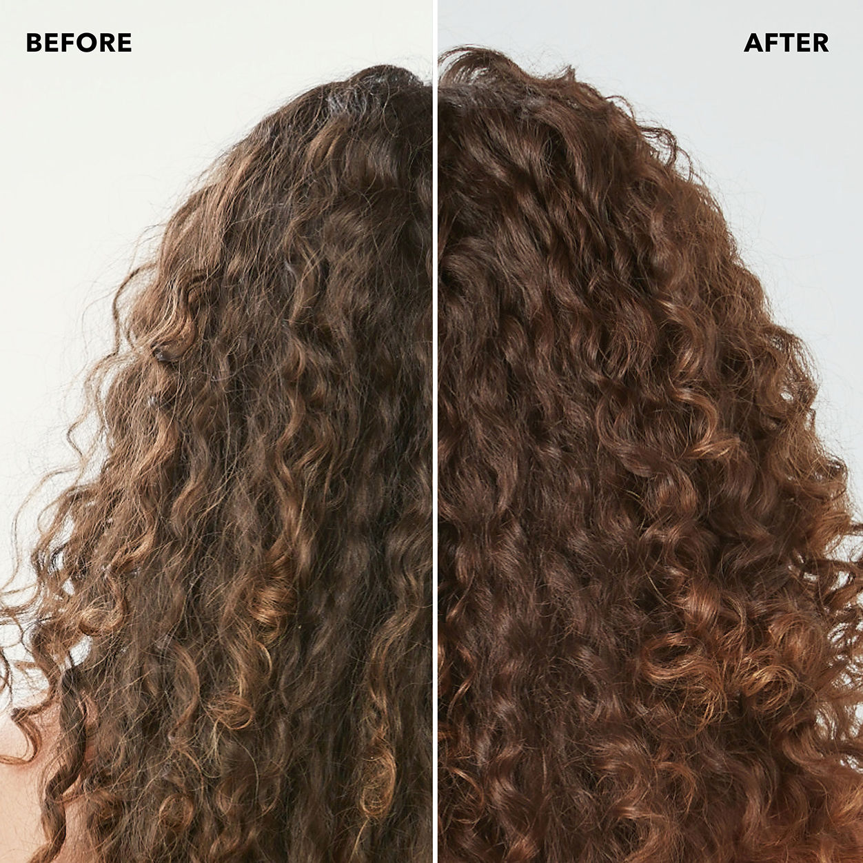 Before and after results of using Sunday II Sunday Curl Enhancing Leave-In Conditioner with Frizz-Resist Complex