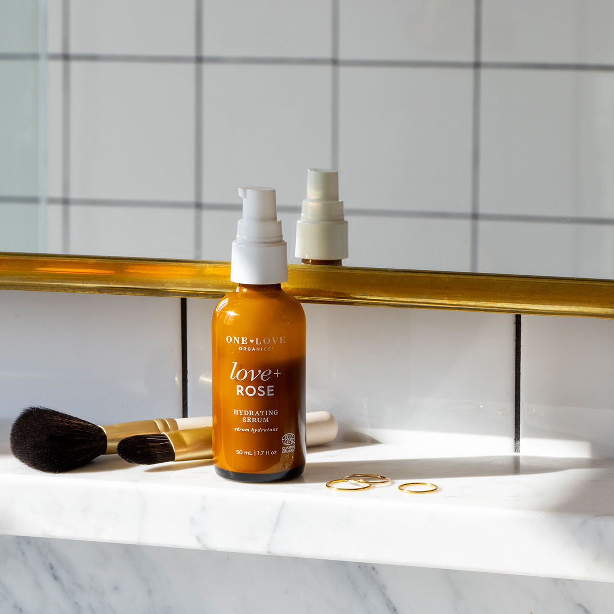 Lifestyle image of One Love Organics Love + Rose Hydrating Serum