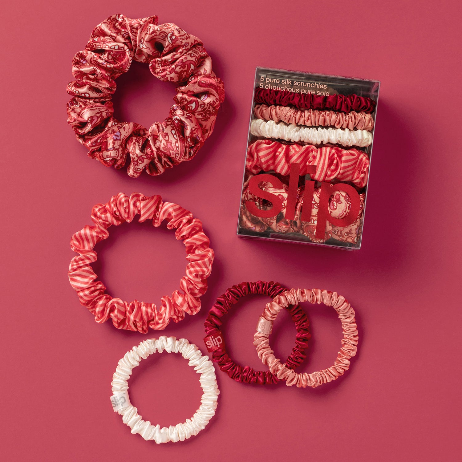 Image of an open Slip Slip Pure Silk Assorted Scrunchies Harriet (Limited Edition)