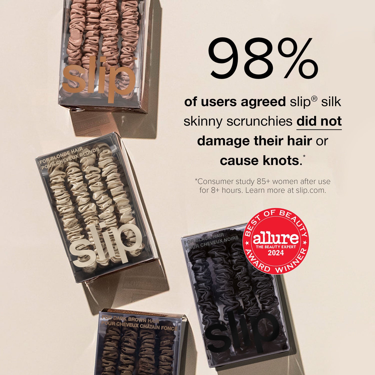 Information related to Slip Hair On Point Skinny Scrunchies with Pouch