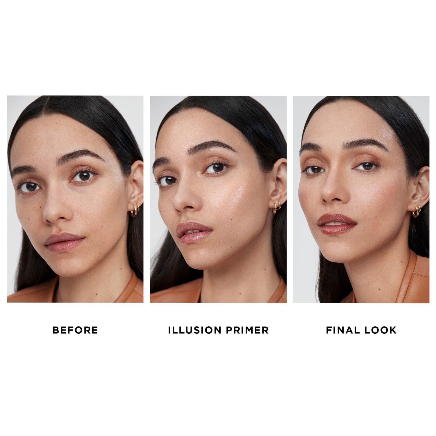 Before and after results of using Hourglass Illusion Priming Moisturizer