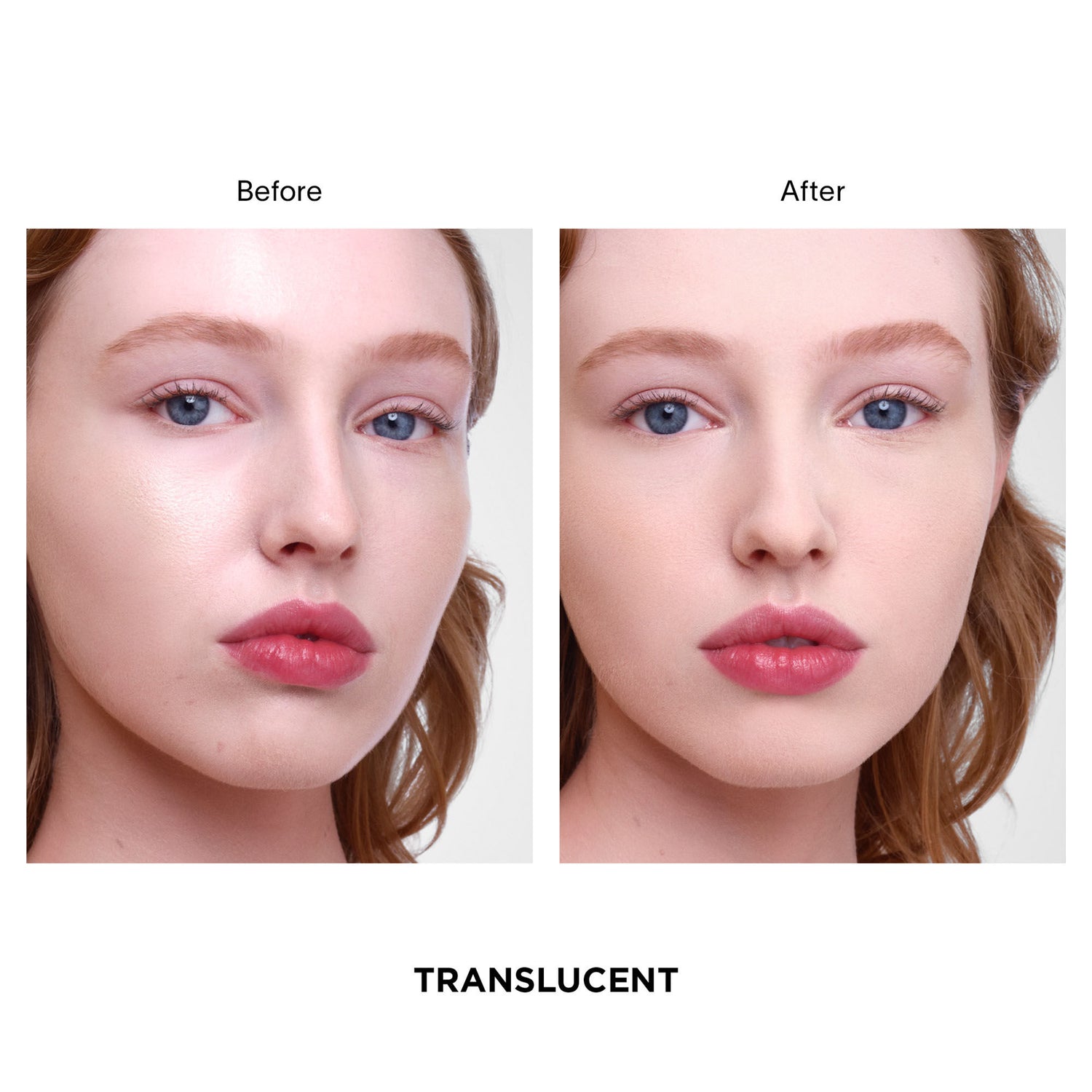 Before and after results of using Hourglass Mini Vanish Airbrush Pressed Powder