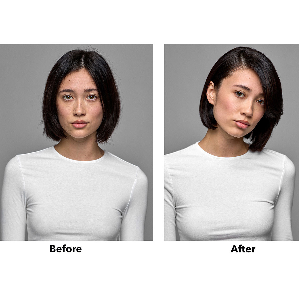 Before and after results of using R+Co Crystal Halo Balancing Scalp Scrub and Shampoo