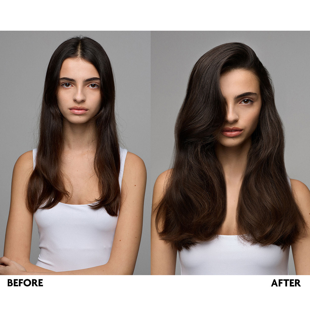 Before and after results of using R+Co Dallas Thickening Treatment