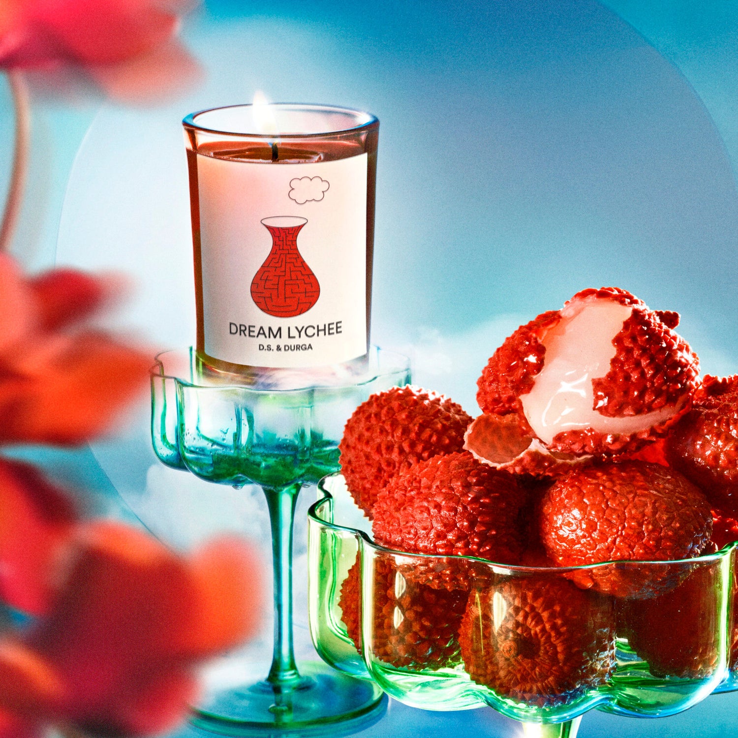 Lifestyle image of D.S. & Durga Dream Lychee Candle